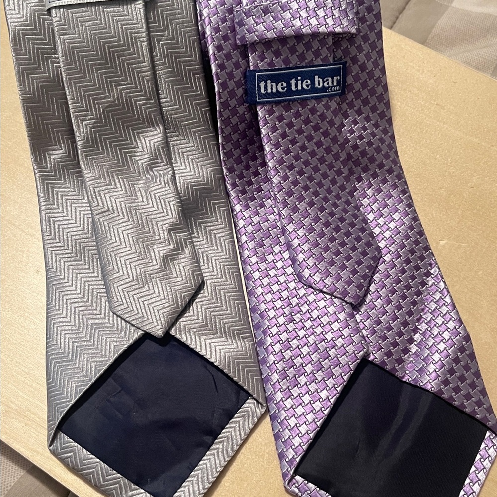 The Tie Bar Lavender and Gray Patterned Ties